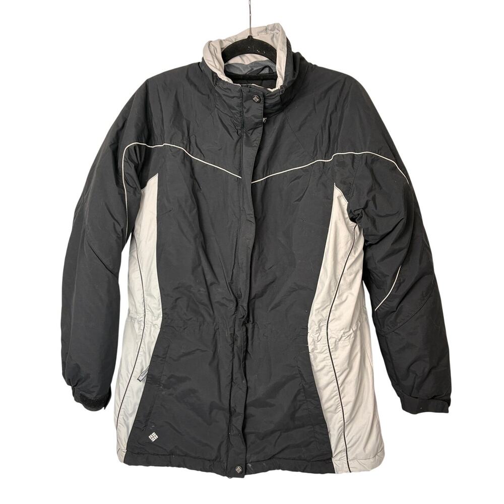 Columbia Cross Terra Jacket Womens Large Black Gray Outdoor Sports Missing Hood
